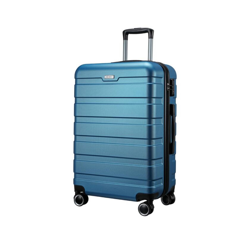 Panana 28-Inch Modern Design Hard Shell Cabin Suitcase in Caribbean Blue with 4 spinner wheels, perfect for stylish and convenient travel
