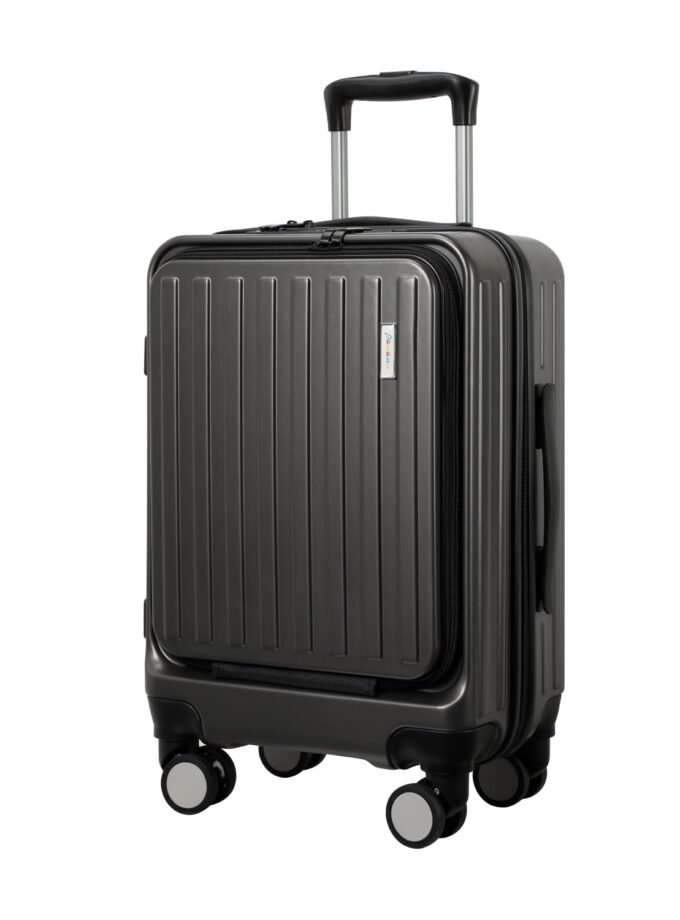 Panana 20-Inch Lightweight Grey Hard Shell Carry-On Luggage with 360-Degree Wheels and TSA-Approved Lock, Perfect for Travel