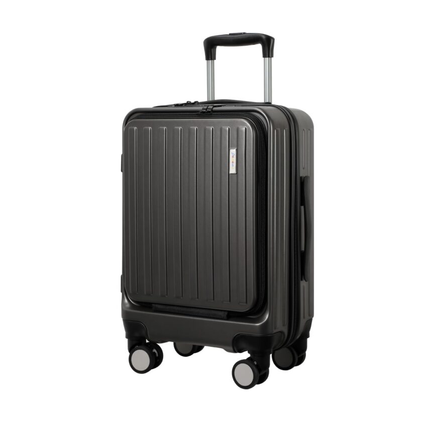 Panana 20-Inch Lightweight Grey Hard Shell Carry-On Luggage with 360-Degree Wheels and TSA-Approved Lock, Perfect for Travel