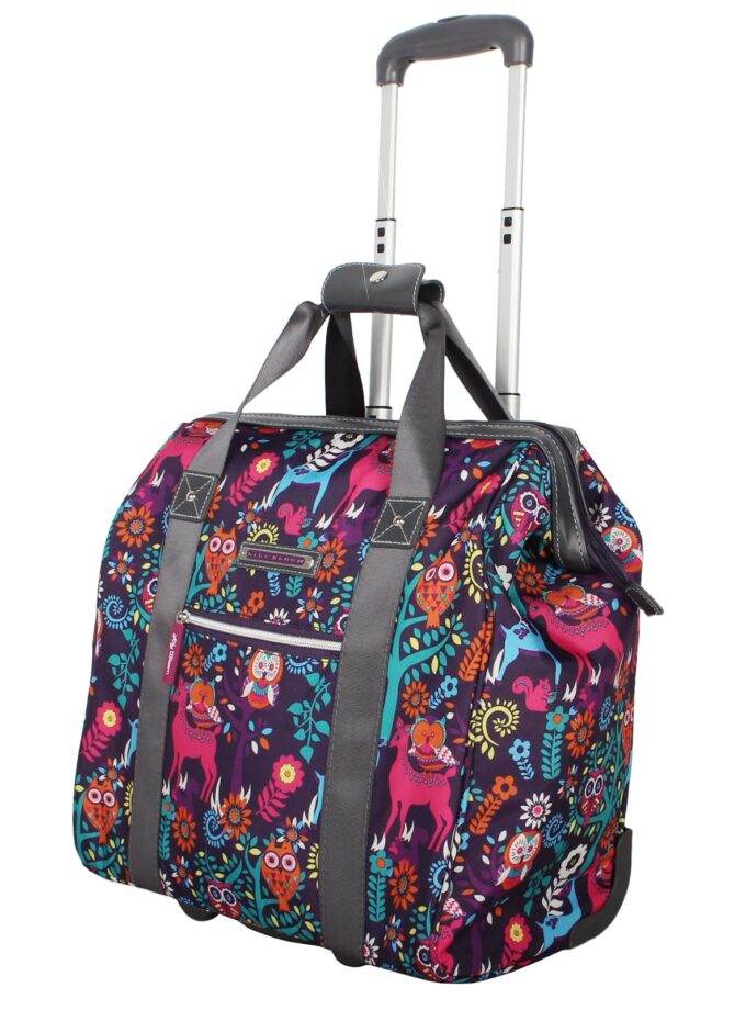 Vibrant Lily Bloom 15-Inch Underseat Rolling Tote – Stylish and Functional Cabin Luggage