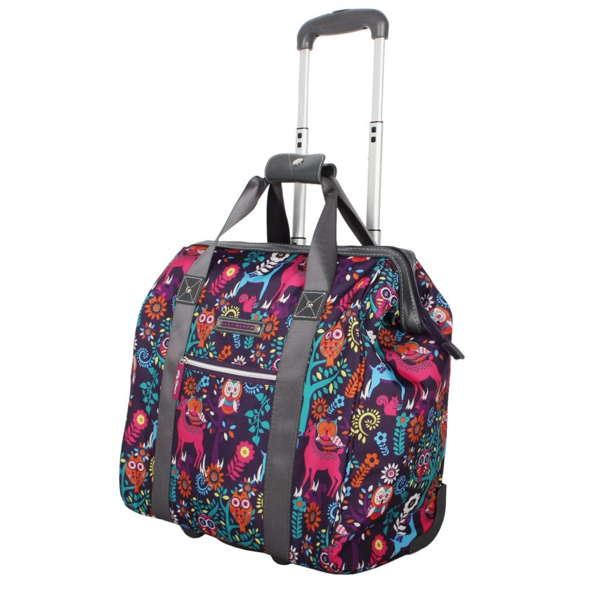 Vibrant Lily Bloom 15-Inch Underseat Rolling Tote – Stylish and Functional Cabin Luggage