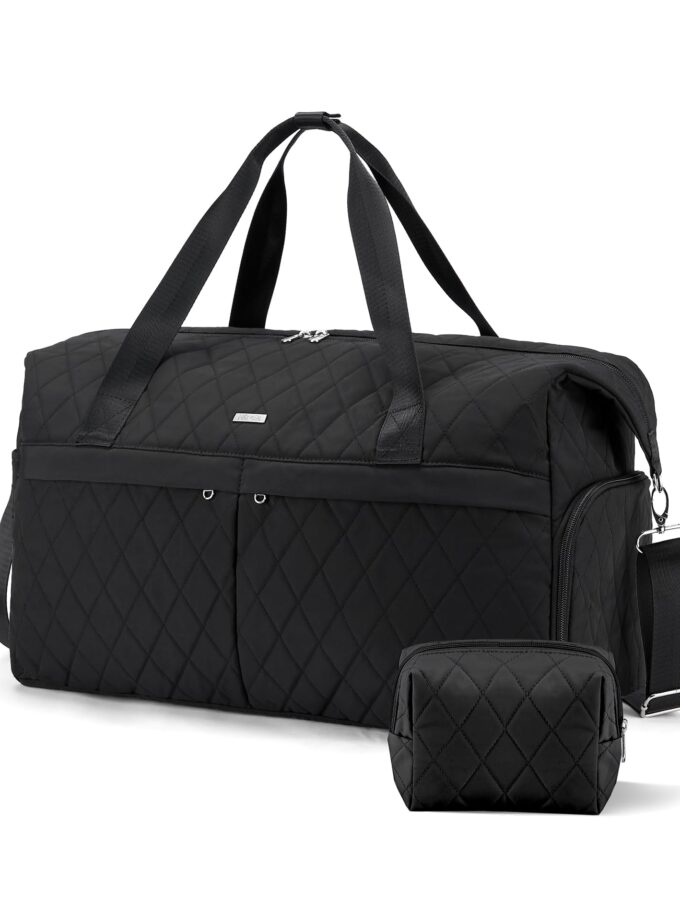 Marvolia Quilted Duffle Bag for women with water-resistant fabric, multiple compartments, and a shoe compartment