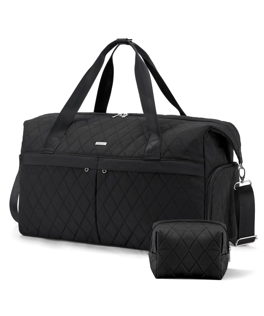 Marvolia Quilted Duffle Bag for women with water-resistant fabric, multiple compartments, and a shoe compartment